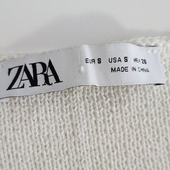 Zara Basic Knit Fitted Sleeveless Vest Size S Off-White Viscose/Linen - Picture 4 of 5